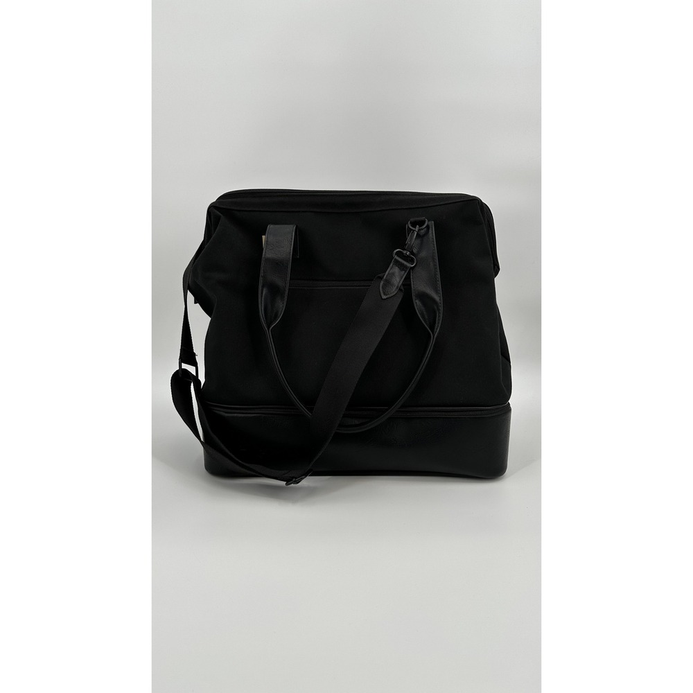 BEIS The Mini Weekender Convertible Bag Black Canvas Vegan Leather Travel Tote - Picture 5 of 9